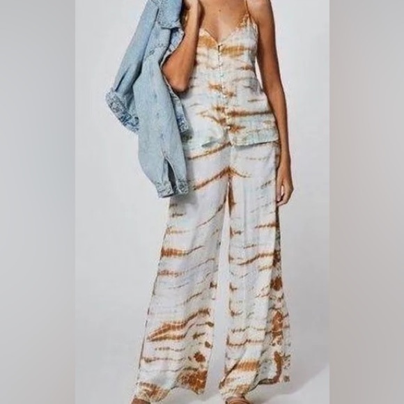 Young Fabulous & Broke Pants - Young Fabulous And Broke Aiko Tie Dye Cayman Wash Side Split Wrap Open Pants S